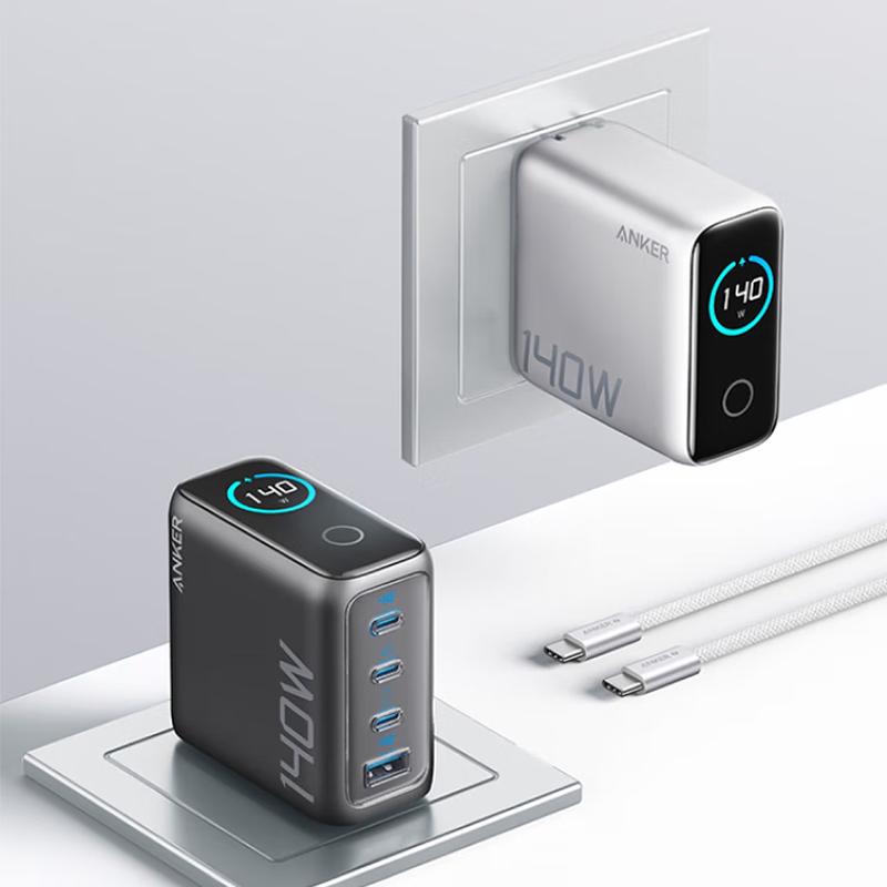 Anker 140W GaN USB-C Smart Display Multi-Port Fast Charger Set