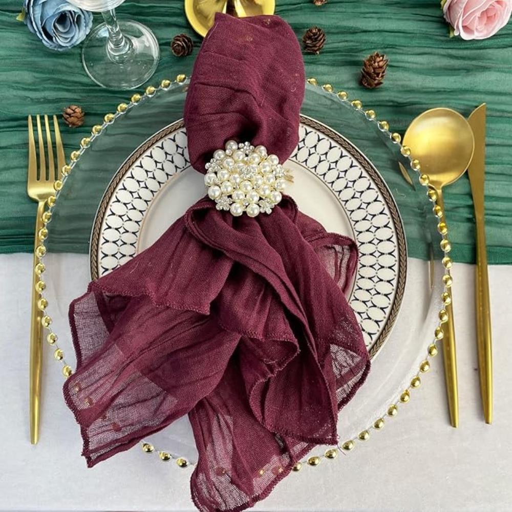 6 szt. serwetek z gazy, serwetek obiadowych, miękkich serwetek boho, rustykalnych, pomarszczonych serwetek z tkaniny serowej, hurtowych na wesele, imprezę, dekoracje