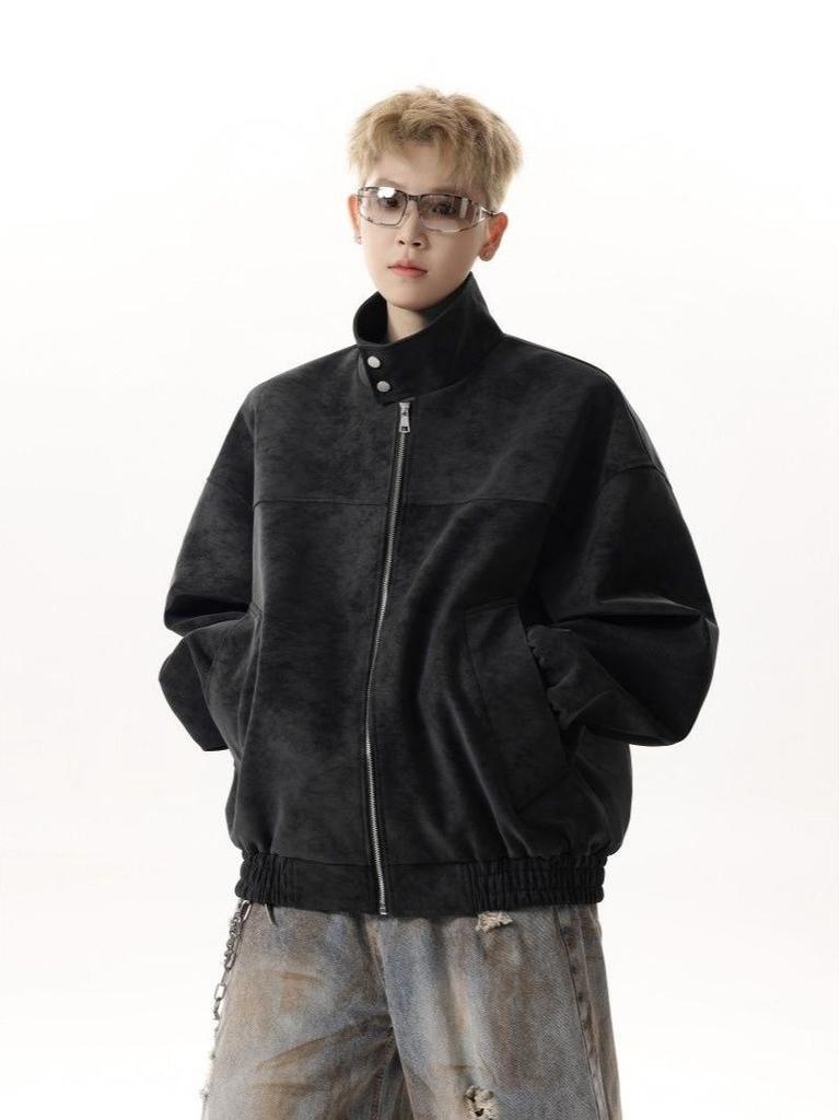 Men's High-End Stand-Up Collar Leather Motorcycle Jacket - Handsome, Loose, and Versatile for Autumn and Winter