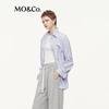 MO&Co. Heart Embroidery Striped Cotton Shirt