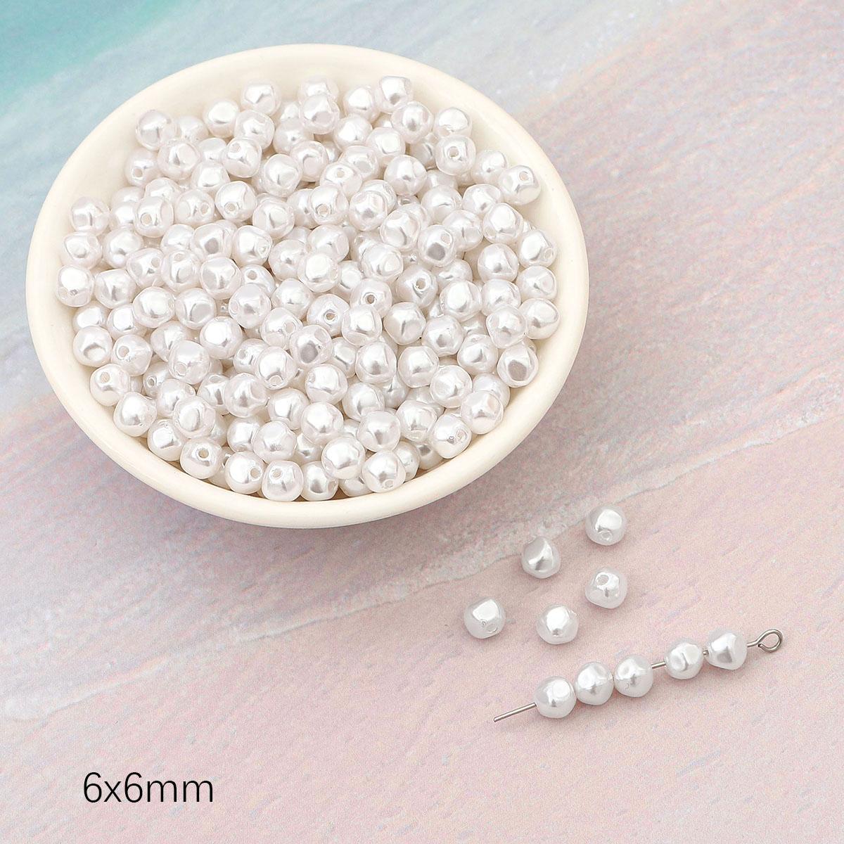 

Геометрическая форма имитация жемчуга из АБС-пластика, бусины с прямым отверстием, браслет «сделай сам», ювелирные аксессуары 7×8mm 20pcs белый