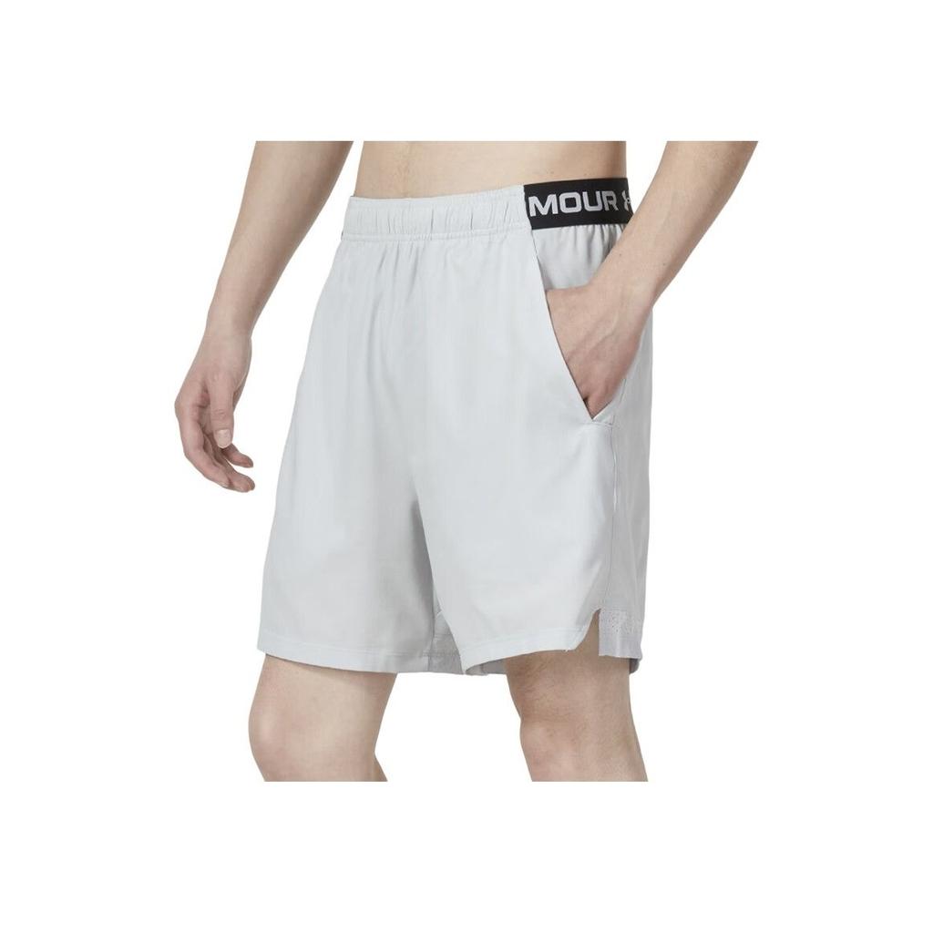 Under Armour Embroidered Logo Print Straight Leg Shorts With Elastic Waist Men Shorts Light-Grey 1373718-014