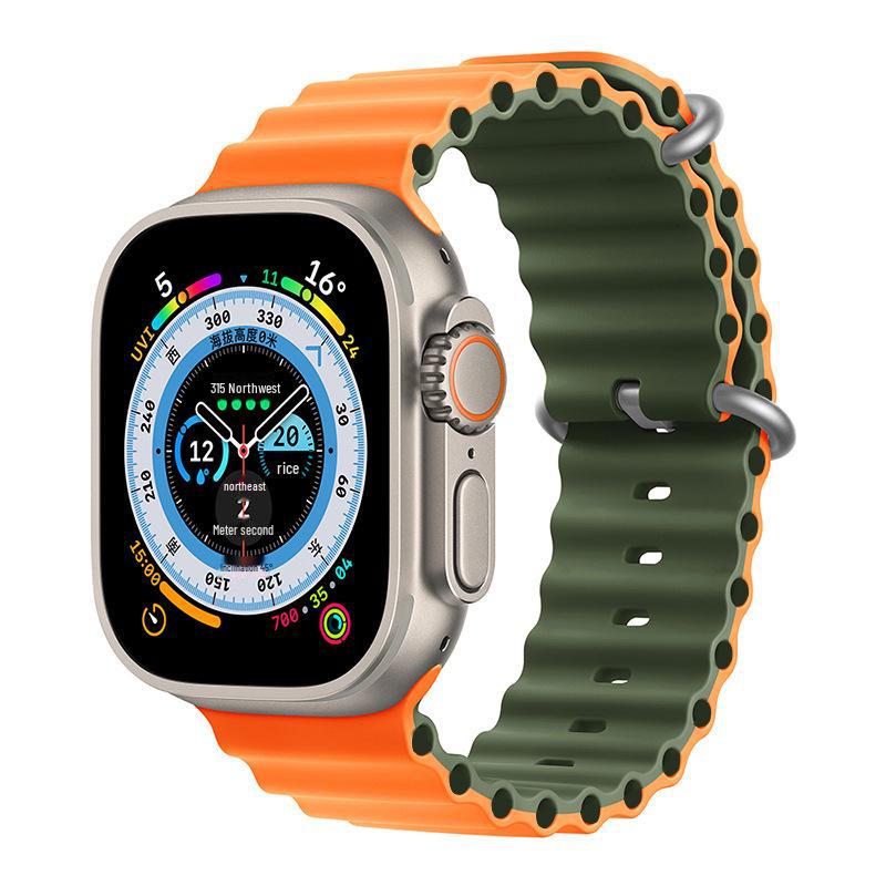 Ремешок из двухцветного силикона Apple Marine для часов 8/7/SE/Ultra Sports