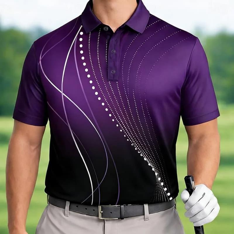 Colorful Pattern Digital Printing Design Polyester Fiber Men's Short-sleeved Polo Shirt for Summer Outdoor Activities Daily European and American Wear