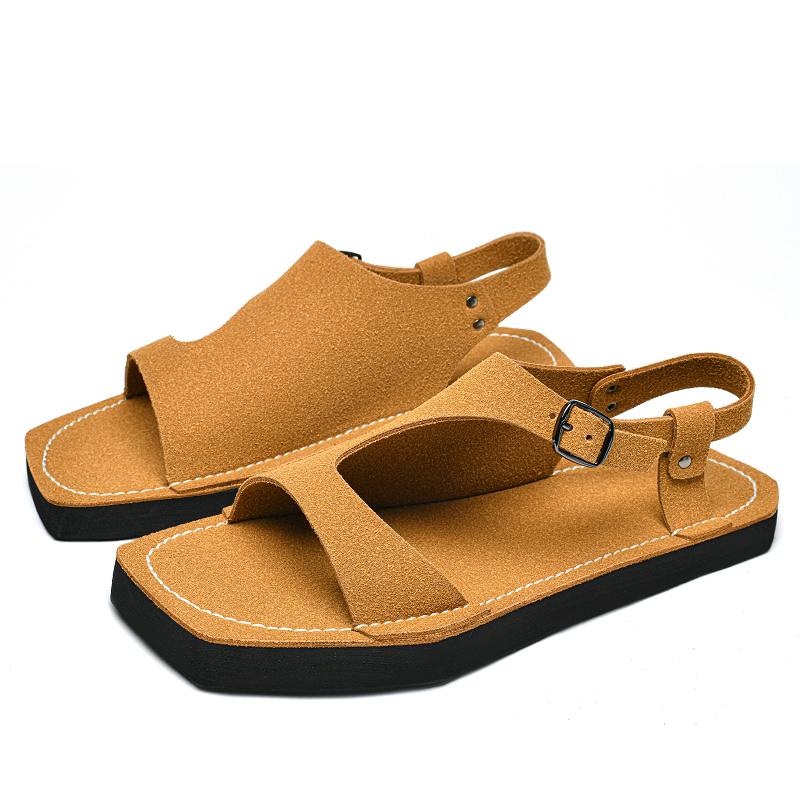 Fashion Comfortable Outdoor Sandaly Leisure Sandals New Arrival Men's Leather Sandals Stylish Summer Flats Hollow Fashion Beach Shoes