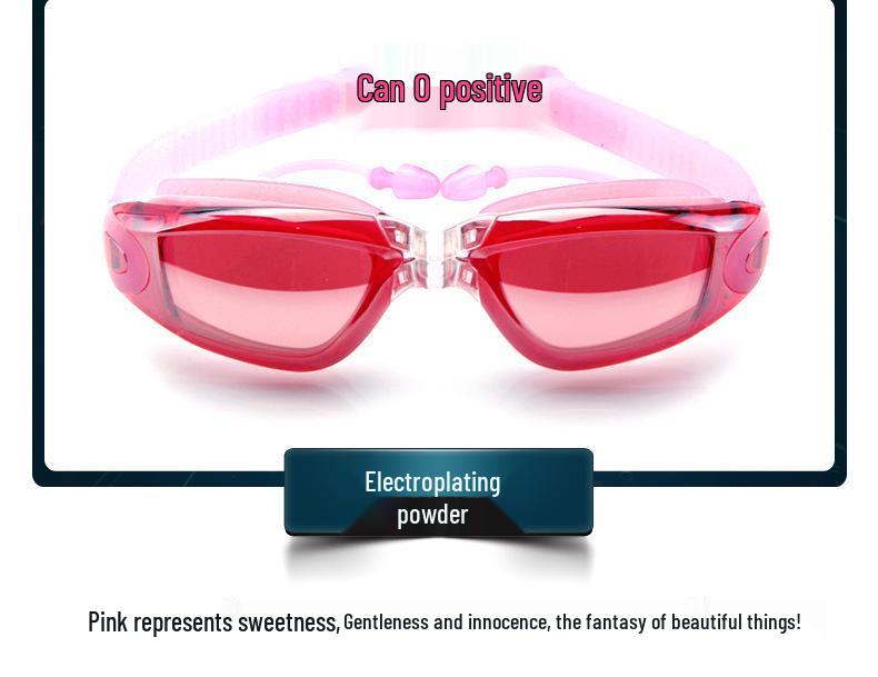 Anti-Fog HD Swim Goggles with Mirrored Lenses & Earplugs - Unisex, Large Frame, Waterproof