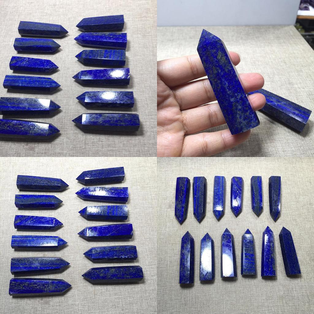 Exquisite Natural Rock Lapis Lazuli Quartz Crystal Stone Point Healing Wand Dark Blue Gift Engaging And Durable