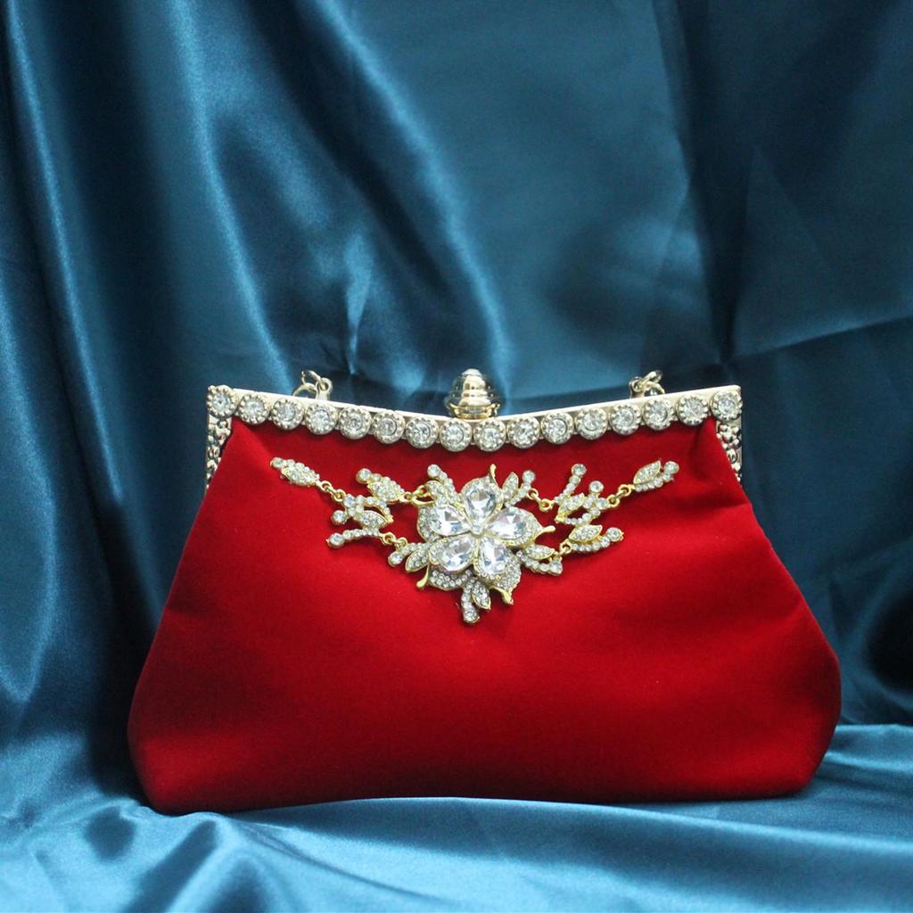 Vintage Sequin Velvet Banquet Clutch: Qipao, Handheld, Shoulder, Crossbody, Hanfu & Evening Gown Bag.