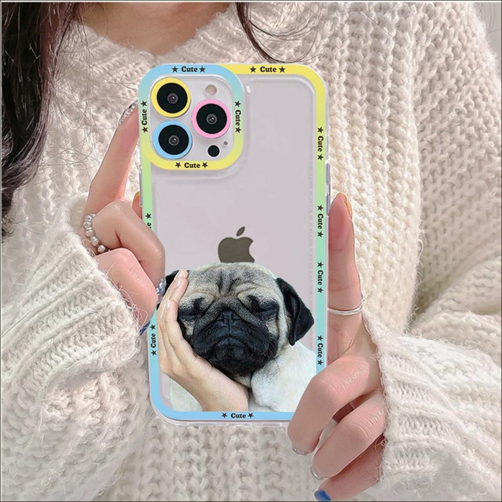 Pug Dog French Bulldog Phone Case For IPhone 14 13 12 11 Pro Max Mini X Xs XR 6 7 8 Plus SE 2020 Transparent Case