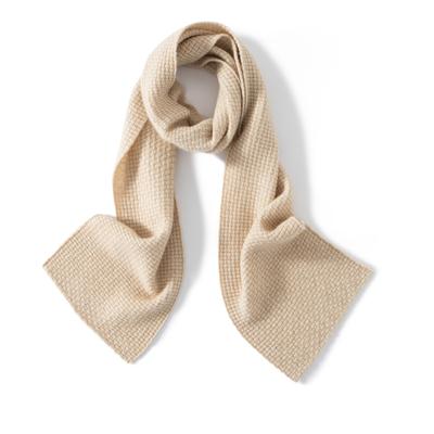 Solid Color 100% Cashmere Thickened Knitted Mid-Length Scarf Winter Fashionable Warm Unisex Scarf for Couples Festival Gift