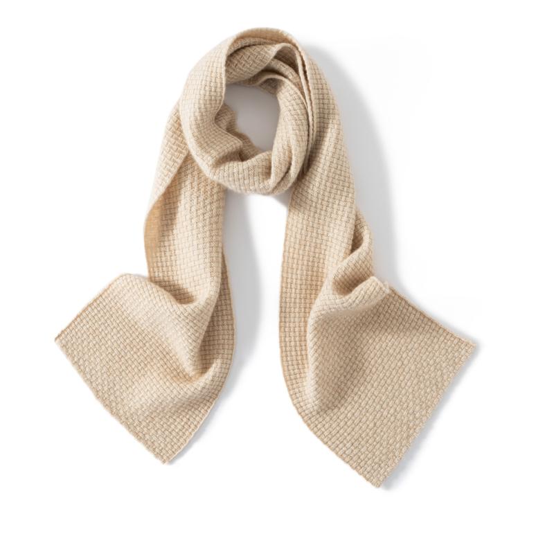 Solid Color 100% Cashmere Thickened Knitted Mid-Length Scarf Winter Fashionable Warm Unisex Scarf for Couples Festival Gift