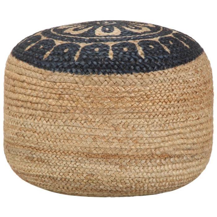 VidaXL Pouf fait à la main Bleu 45 x 30 cm Jute