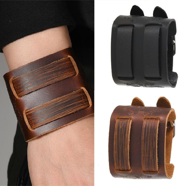 Bold Textured PU Leather Armband CostumeJewelry Lightweight Comfortable Adjustable Closure Unisex Fashion Item