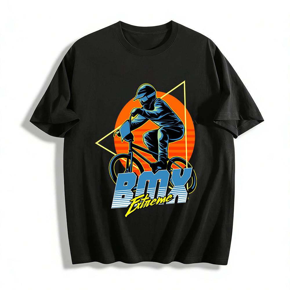 Extreme BMX Riding Printed T-Shirt Street Cool Bike Culture Enthusiast Top Pure cotton T-shirt XXS