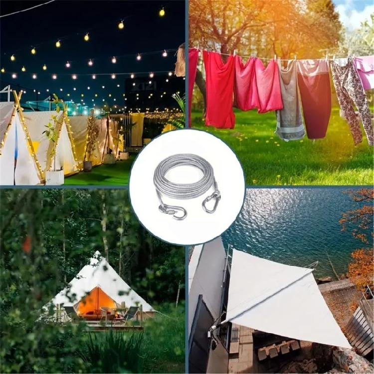 Multipurpose Heavy Duty Laundry Rope Plastic Coated Steel Wire Rope Portable Windproof Clothes Rope for Outdoor, Indoor