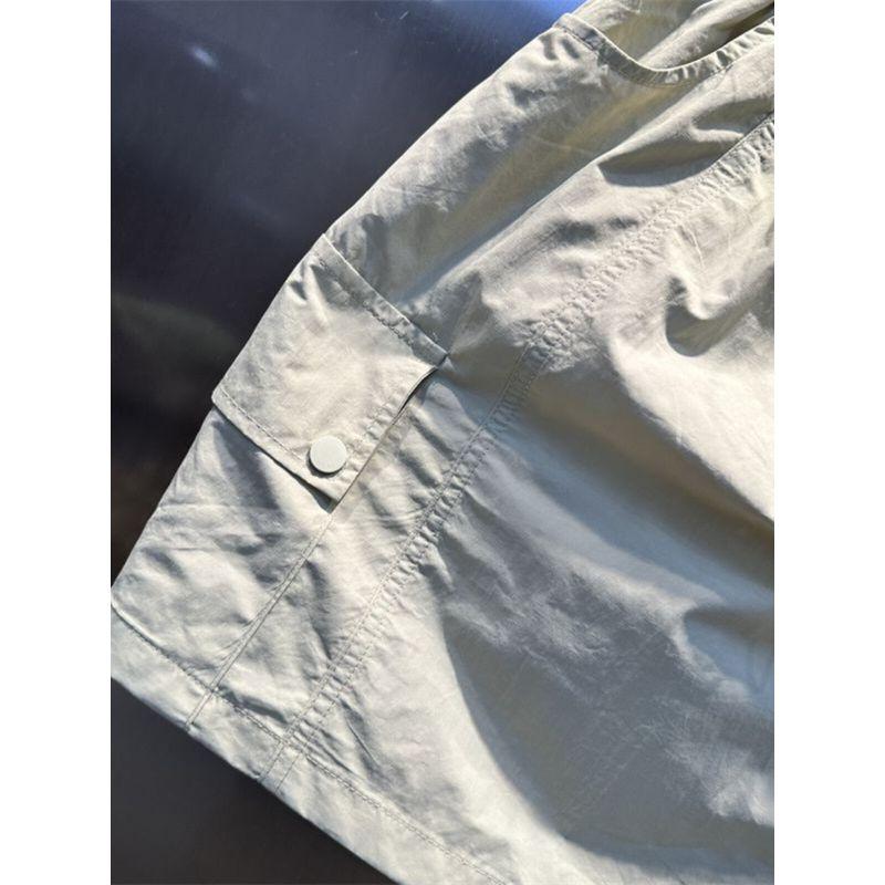 Summer New Drawstring Design Multi-Pocket Workwear A- line Skirt Loose Slim Looking Casual Easiest for Match Exposure-Proof Skirt
