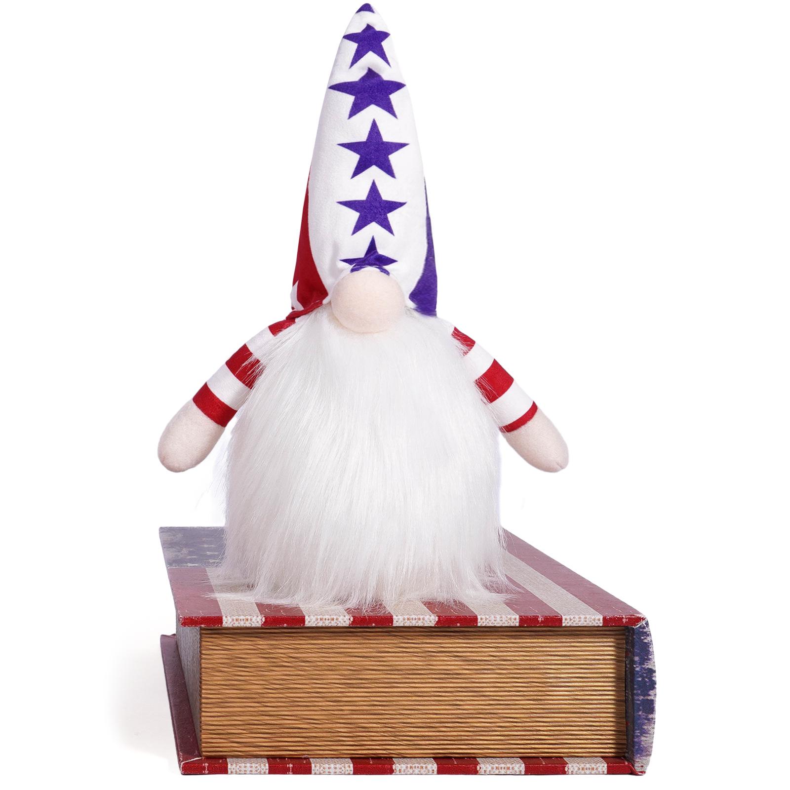 US Independence Day Luminous Gnome and Rudolph Plush Decorative Toy