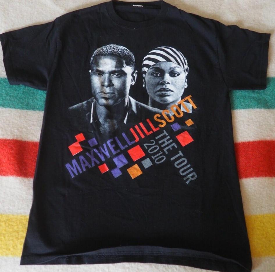 Vintage Maxwell Jill Scott 2010 RB Soul Pop Rap The Tour T-shirt size S-5XL XL