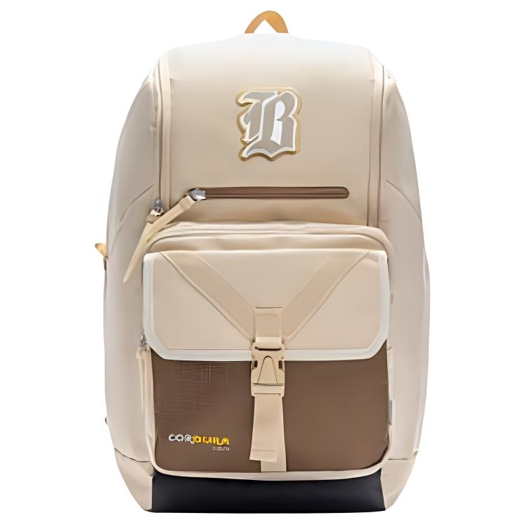 Li Ning Badfive Theme Logo Shock Absorption Backpack Unisex Backpack Khaki Dark-Brown ABSS295-2 Khaki & Dark Brown