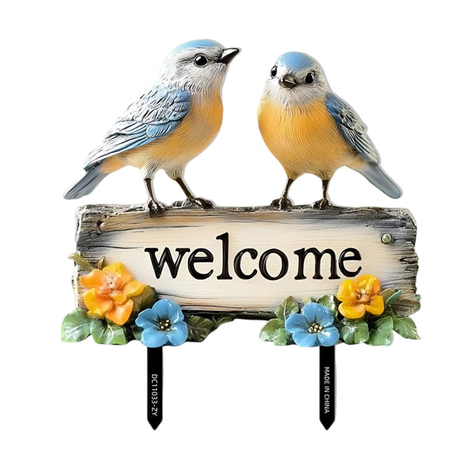 

Lovely Bird Shape Welcome Yard Sign Ground Stake Rustic Outdoor Decoration PVC Stake Perfect For Seasonal Celebration