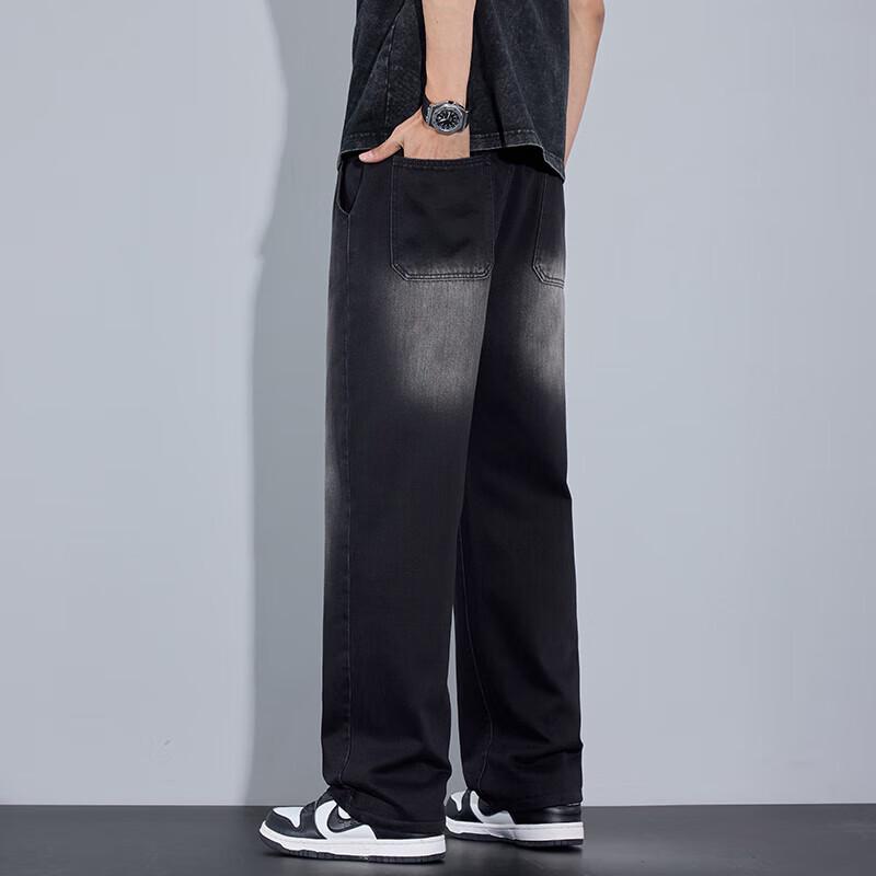 MONPOC Men's Retro Straight-Leg Loose Jeans