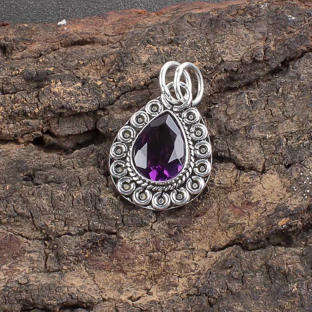 African Amethyst Pendant, 925 Sterling Silver Gemstone Jewelry, Handmade Meditation Pendant, For Thanksgiving Gift