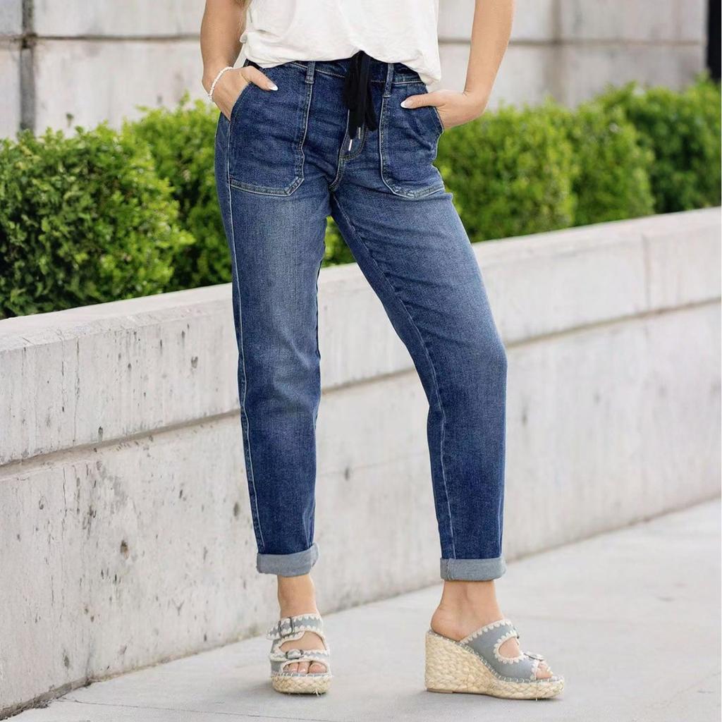 Women's Denim Classic Versatile High Waist Fashionable Trousers