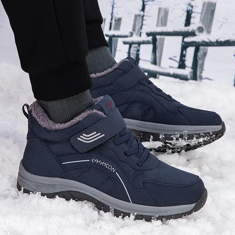 High-top large cotton shoes, winter velvet thickened warm cotton boots, medium walking sports shoes