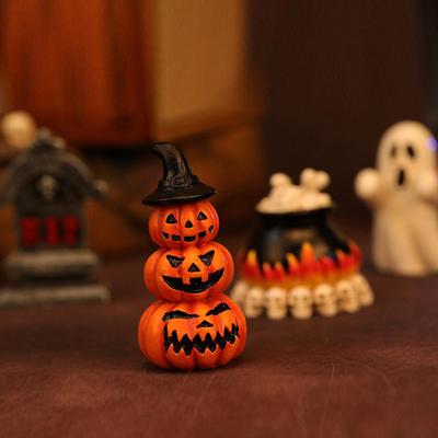 Décorations d'Halloween 6 Pièces Maison Hantée Citrouille Fantôme Figurine Halloween Résine Festive Maison Statues Décor de Table