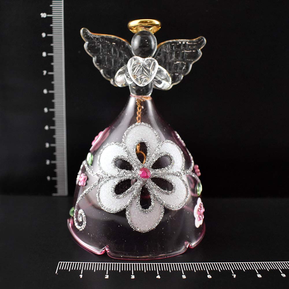 Fourcart Cute Handmade Glass Floral Angel Bells (Set of 6), Pink