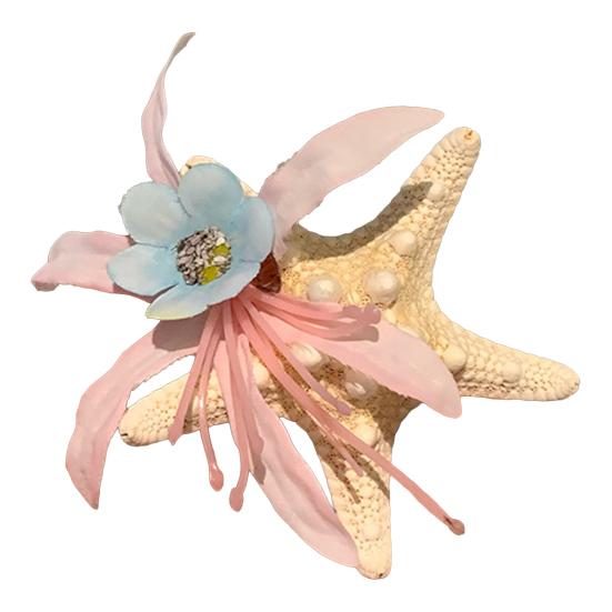 

Hair Claw Starfish Artificial Flower Decor Anti-Slip Design Hair Clip Back A