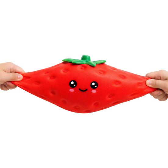 Portable Stress Reliever Cartoon Strawberry Relief Toy Giant Squeeze Fake Safe Toy Fruit Sensory Fidget for Home Office School Adult