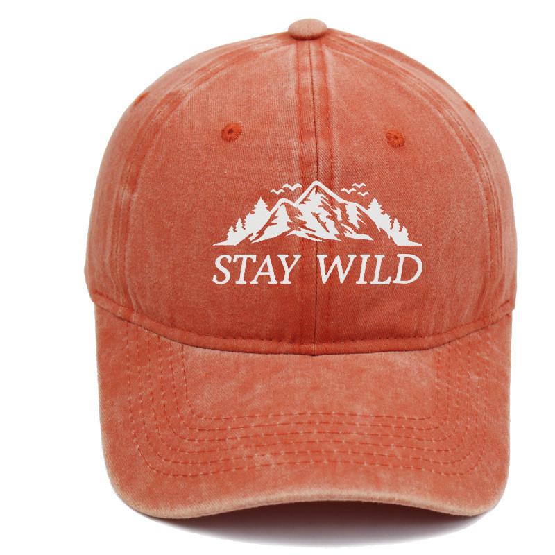 Stay Wild Mountain Embroidered Baseball Cap With Soft Top For Outdoor Sunshade