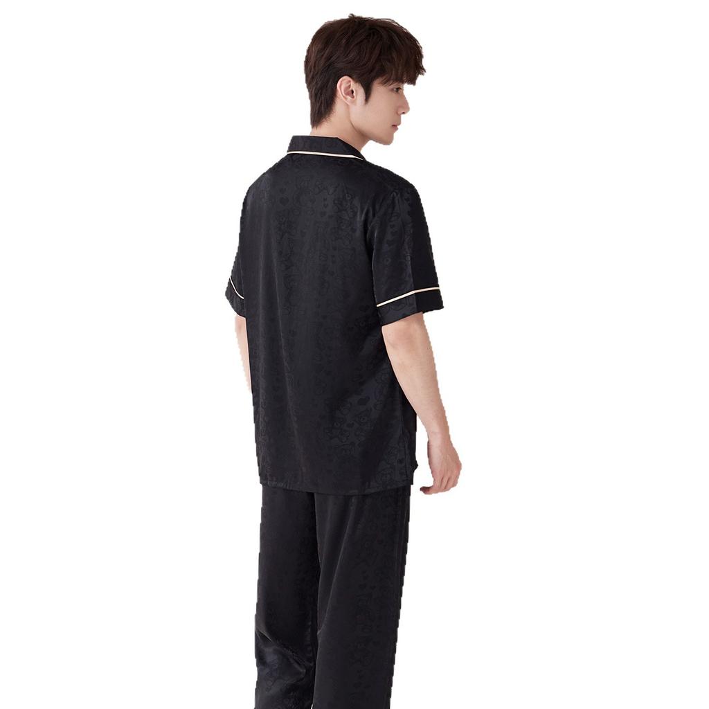 1011 New Pajamas Summer Ice Silk Short-sleeved Trousers Two Thin Men's Summer Silk Loungewear Set
