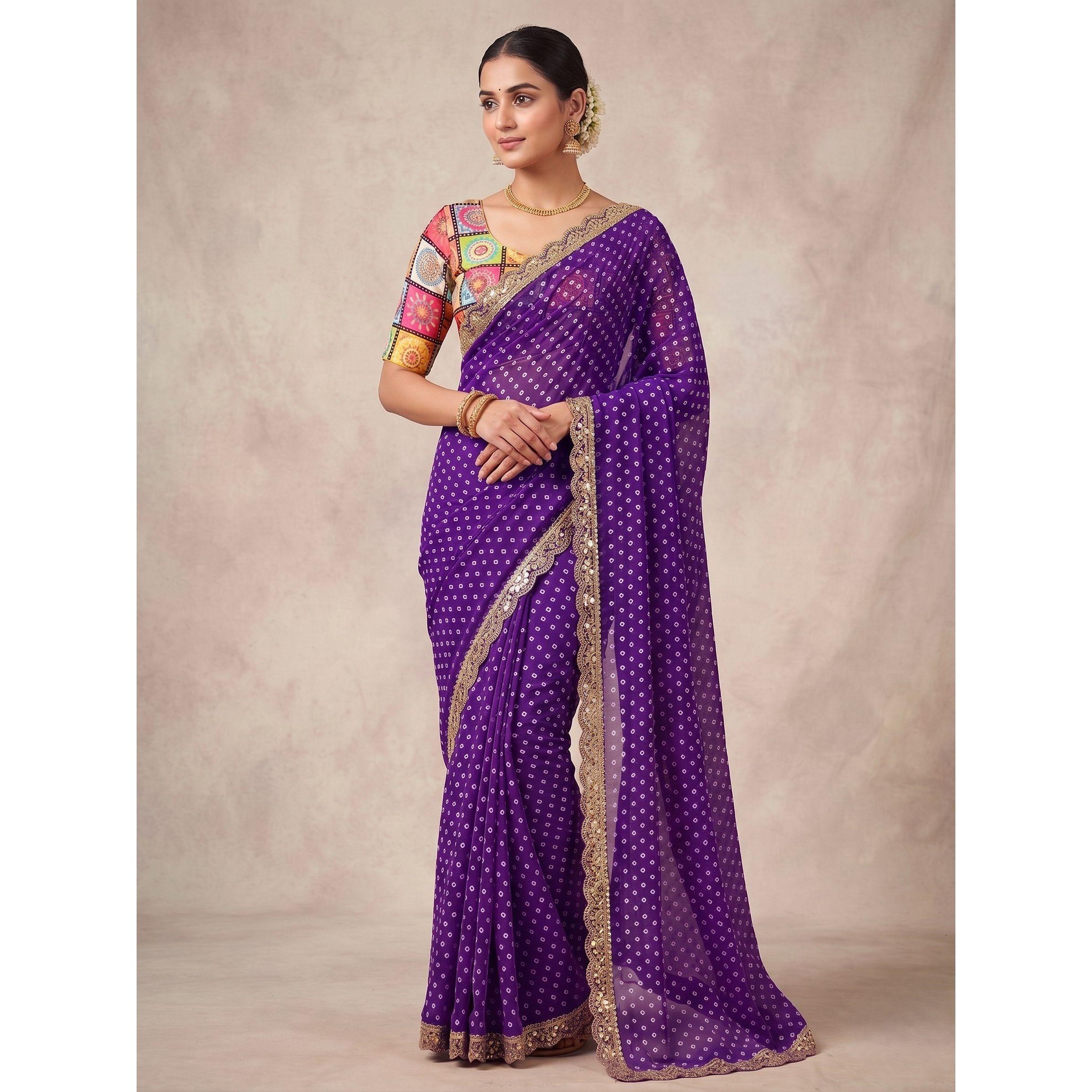 Elegant Soft Georgette Silk Embroidery Saree with Sequins Work