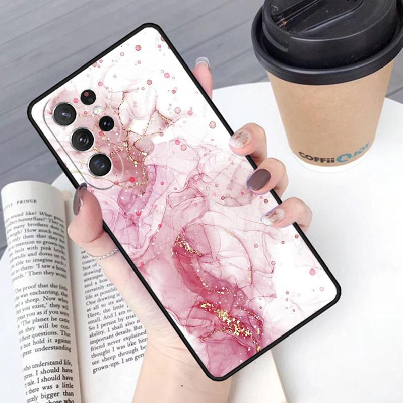 Pink Gold Marble Art Phone Case Cover For Samsung Galaxy S24 S25 Ultra S21 S22 Ultra S10E Note 10 Plus Note 20 FE S23