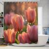 Elegant Tulip Shower Curtain with Dew Drops - Nature-Inspired Bathroom Decor for a Relaxing Ambiance Waterproof  Durable