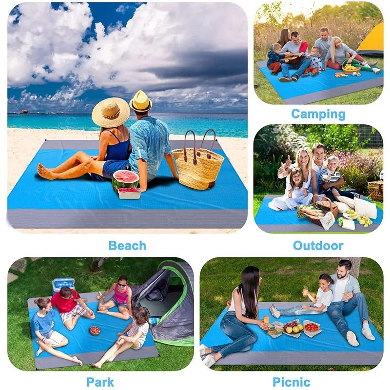 200x210cm Waterproof Pocket Beach Mat Folding Camping Sand Free Blanket Mattress Portable Lightweight Mat Outdoor Picnic Mat