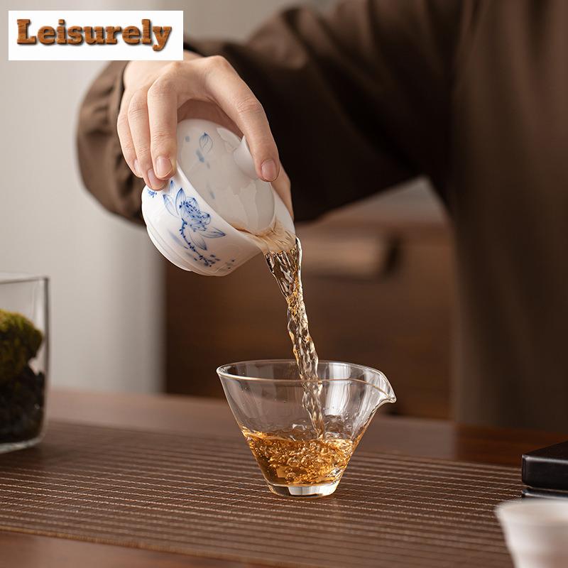 150ml Eisjade Handbemalte Lotus Gaiwan Traditionelle Teeterrine Teeschale mit Deckel Set Teezubereitung Deckelschale Trinkgeschirr Sammlung