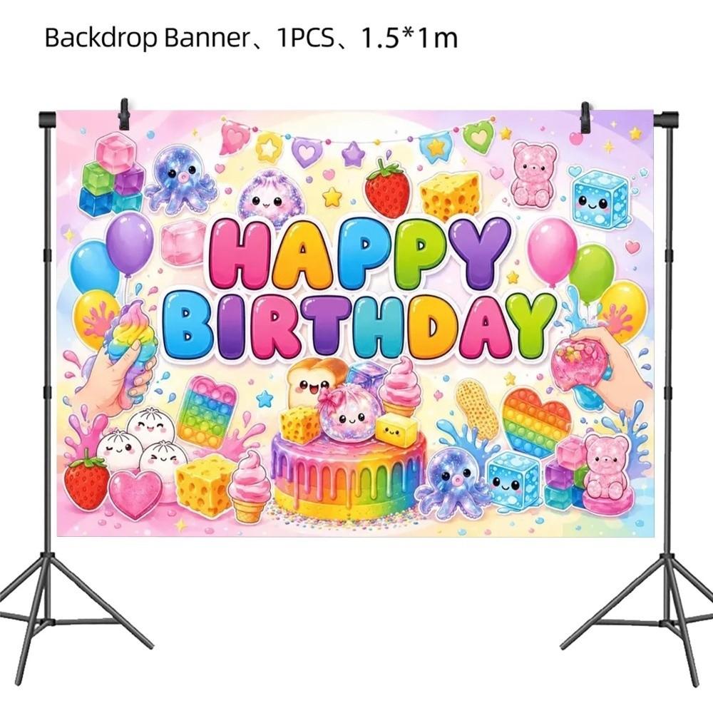Cartoon Baozi Party Decor Set Squeeze Theme Cake Toppers New Birthday Banner Kits For Boys Girls