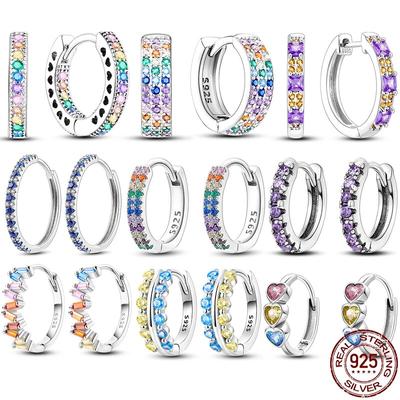 New In 925 Sterling Silver Zircon Pave Hoop Earrings Luxury Earrings For Women 2023 Trending Fashion Jewelry Birthday Gift