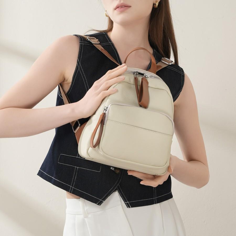 Leather Backpack Women'S Large Capacity Annual Fashion Versatile First Layer Cowhide Casual Backpack