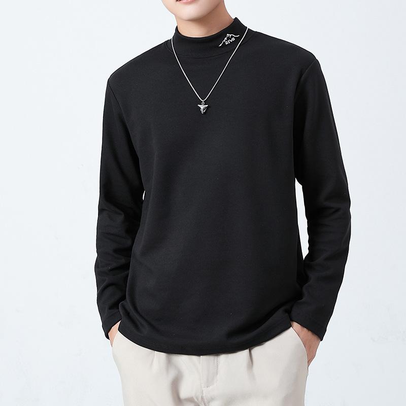 Pánské topeníčko s polovičním rolákem, s přidaným tukem, rozšířená jednobarevná varianta, slim fit, dlouhý rukáv, hřejivá vnitřní vrstva jako základ