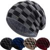 New Unisex Slouchy Winter Hat Two Tone Grid Design Beanie Hats For Men Women Casual Decor Winter Ski Knitted Hats