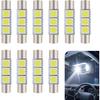 10PCS Car Vanity Mirror Sun Visor LED Light, T6 12V Extremely Bright 3SMD 5050 Festoon LED Car Bulb, Universal Car Accessories Visor Light Bulb for