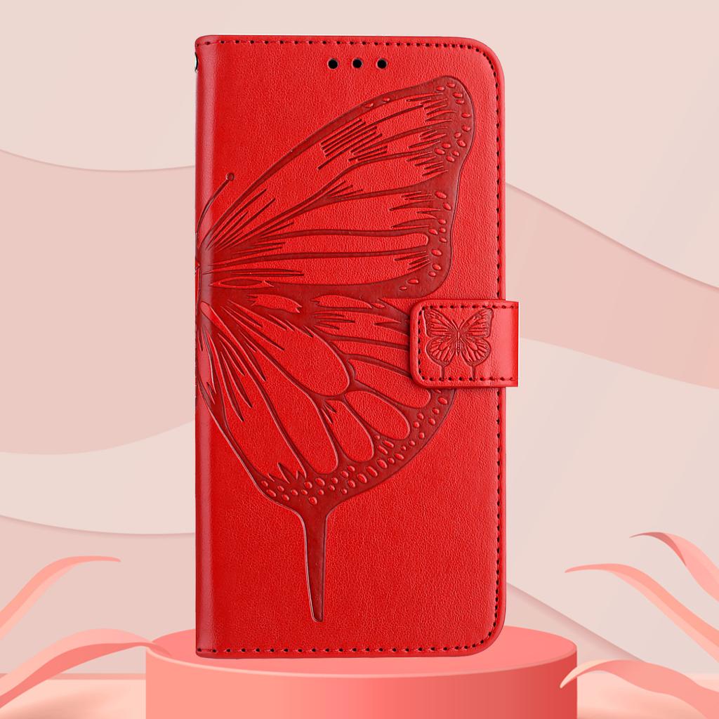 Suitable for iPhone 17 PRO Embossed Large Butterfly Case, Apple 15/16, Samsung S25U Card Slot Flip Leather Case
