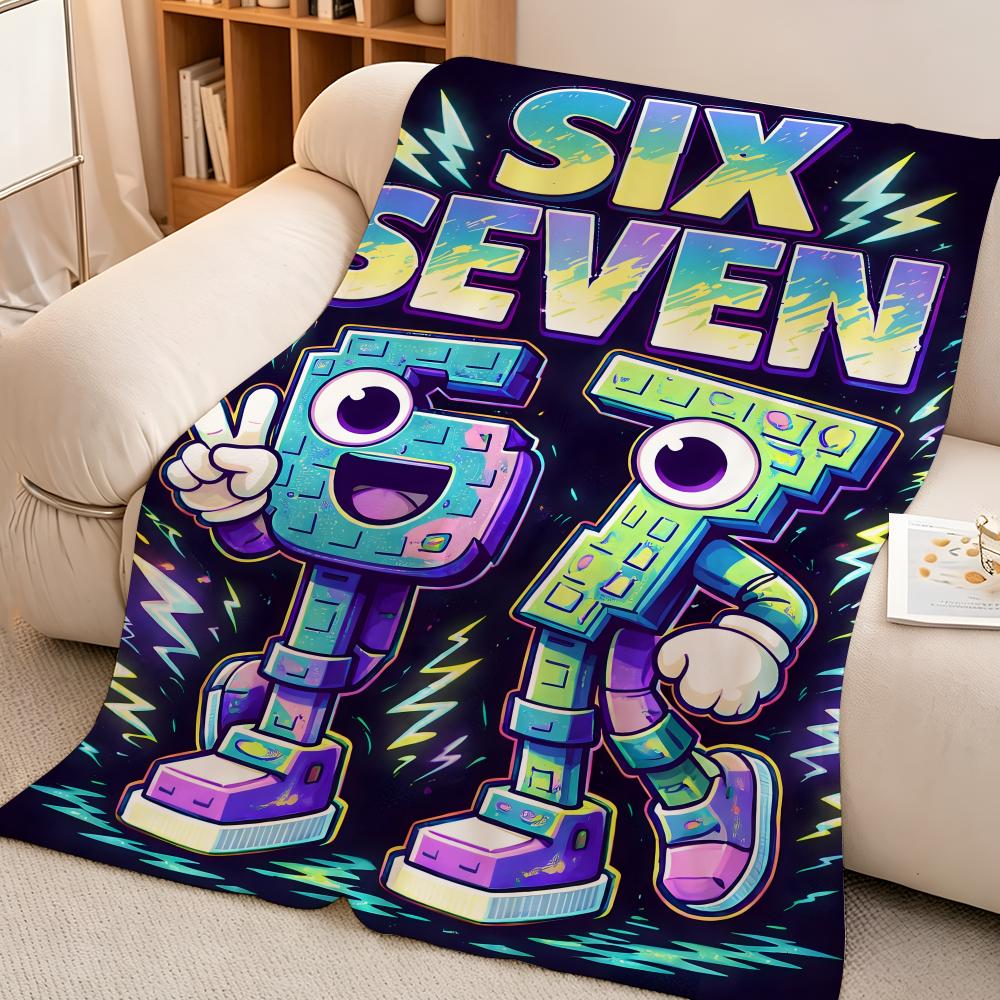Art N-Number S-Six S-Seven Throw High-Density Short Plush Blanket Soft Skin-Friendly for Sofa Nap Air-Conditioned Room