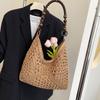 Beach Handbag Straw Woven Bag Hollow Out Hollow Shoulder Bag Cute Bohemian Beach Bag  Travel