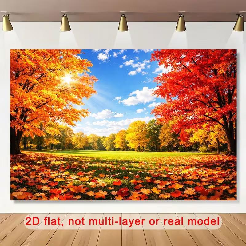 2D Bright Autumn Maple Park Photography Background