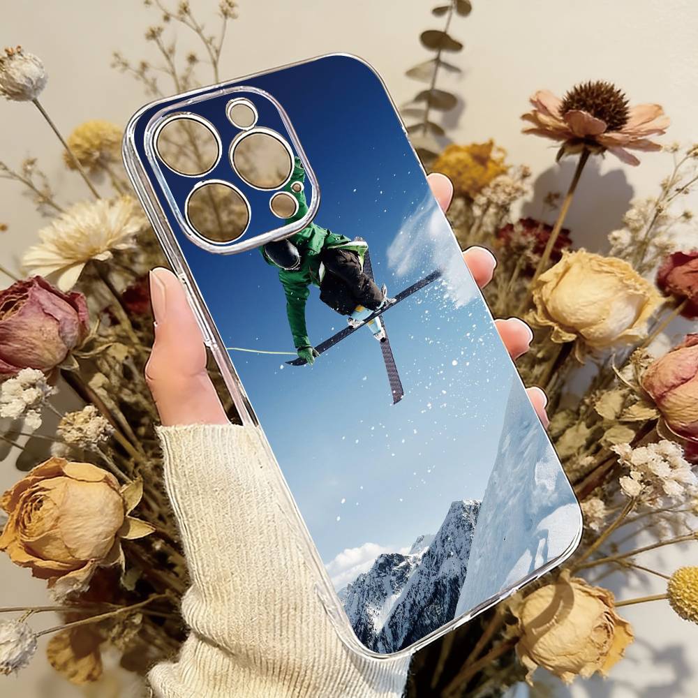 Sport Snowboarding Phone Case For iPhone 17 16 15 14 13 12 11 Mini Pro Max Plus Transparent Cover